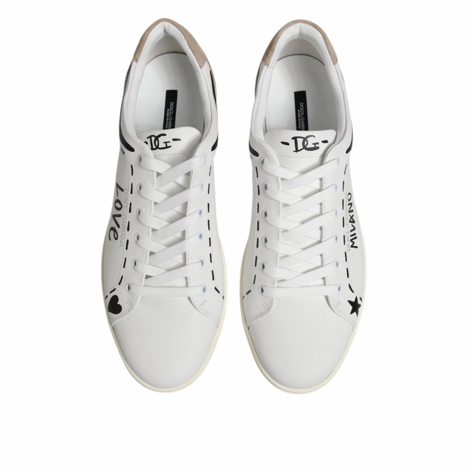 Dolce & Gabbana White Leather MILANO Low Top Sneakers Shoes Salazar Sneakers