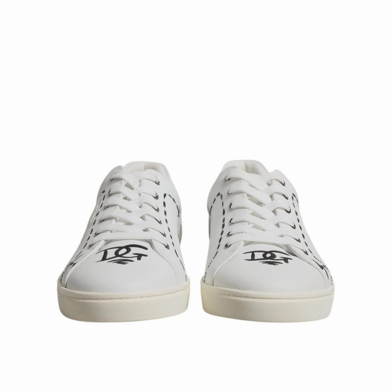 Dolce & Gabbana White Leather Milano Low Top Sneakers Shoes Sneakers Leopard