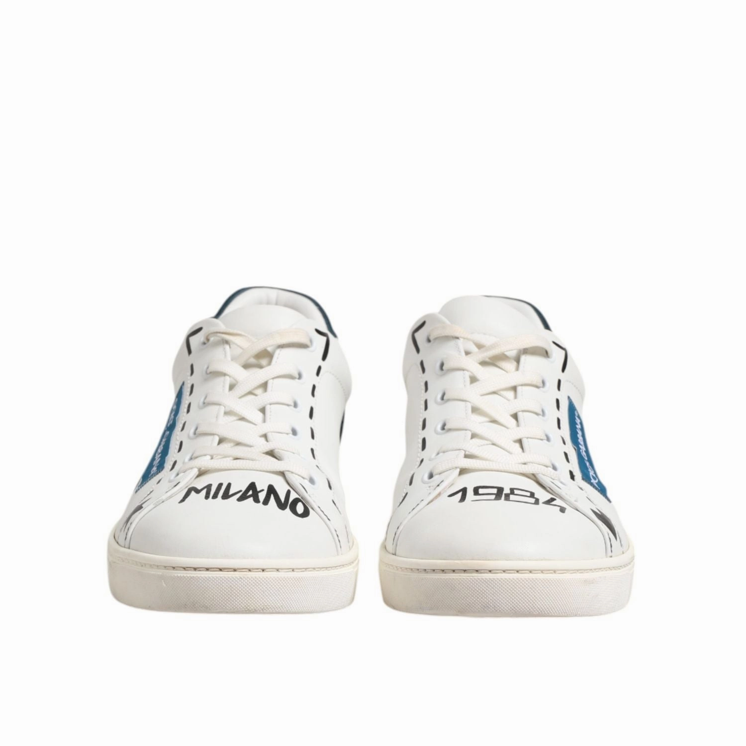 Dolce & Gabbana White Leather Printed Low Top Sneakers Shoes Carolina Herrera Sneakers