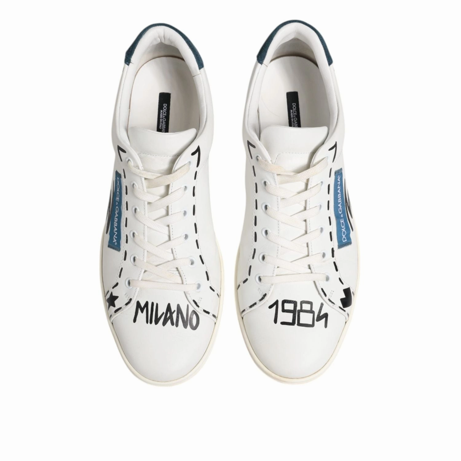 Difference Between Sneakers And Tennis Shoes Dolce & Gabbana White Leather Printed Low Top Sneakers Shoes
