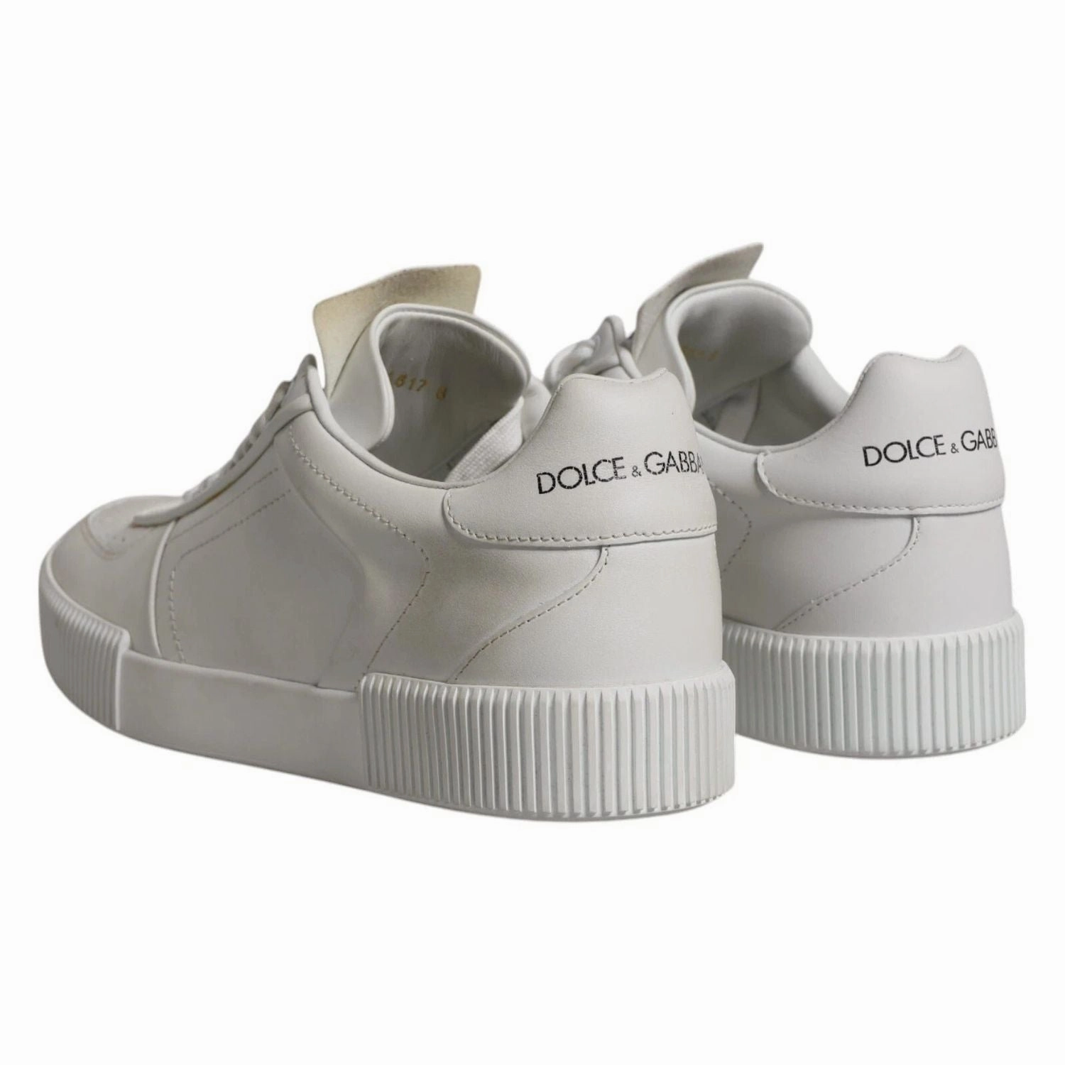 Dolce & Gabbana White Miami Leather Low Top Sneakers Shoes Fashionable Walking Sneakers