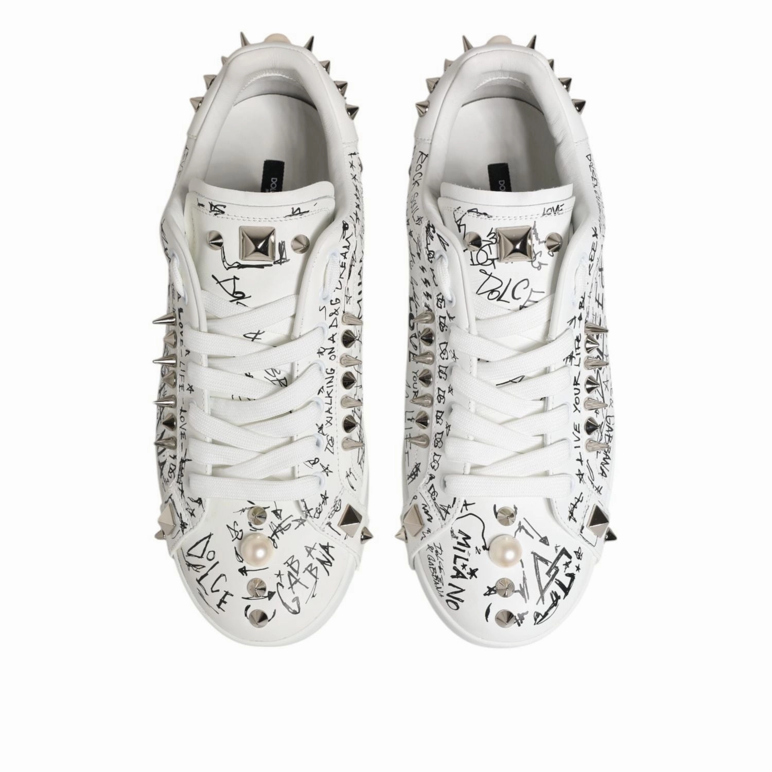 New Born Sneakers Dolce & Gabbana White Portofino Studded Men Sneakers Shoes