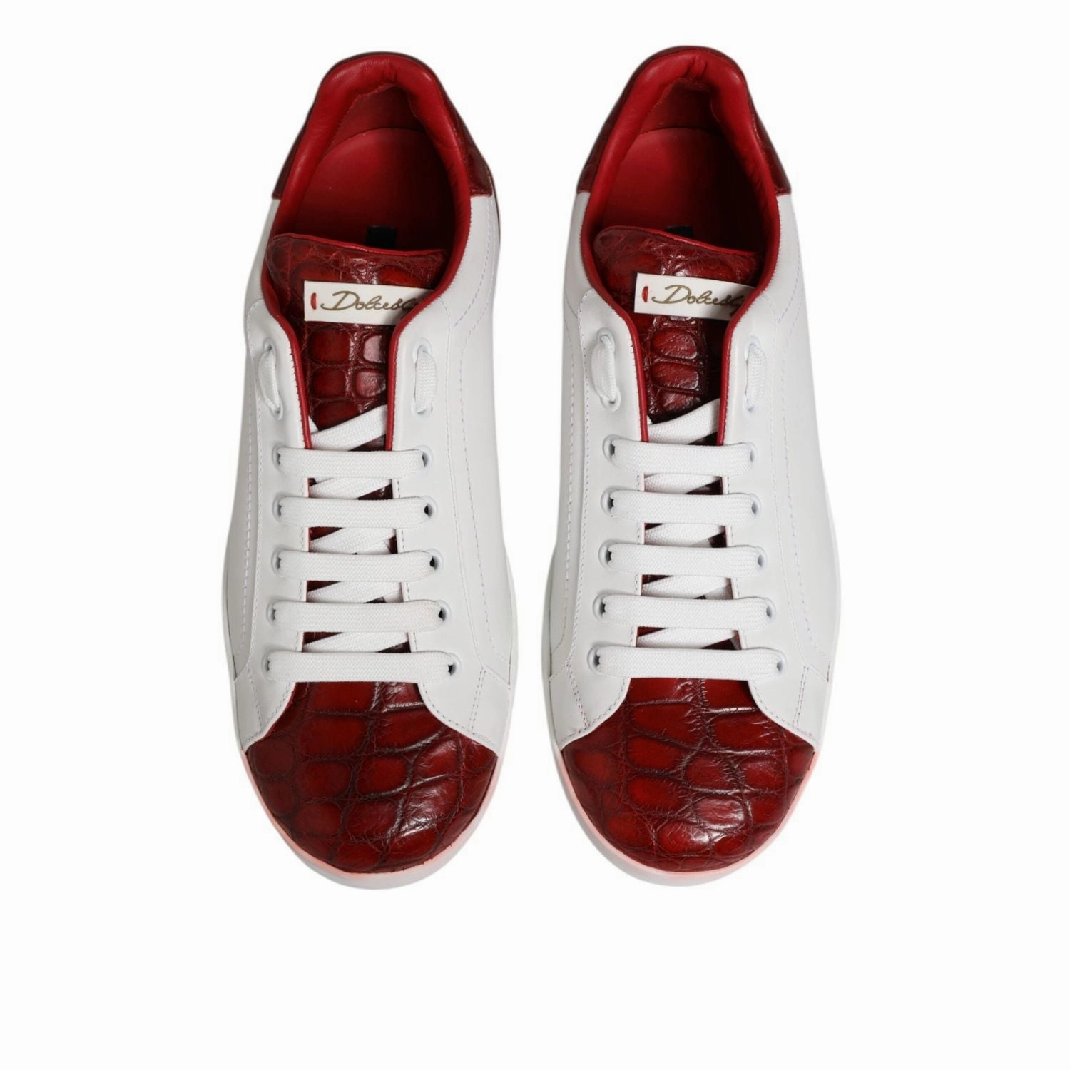 Bape Sneakers Dolce & Gabbana White Red Leather Lace Up Sneakers Shoes