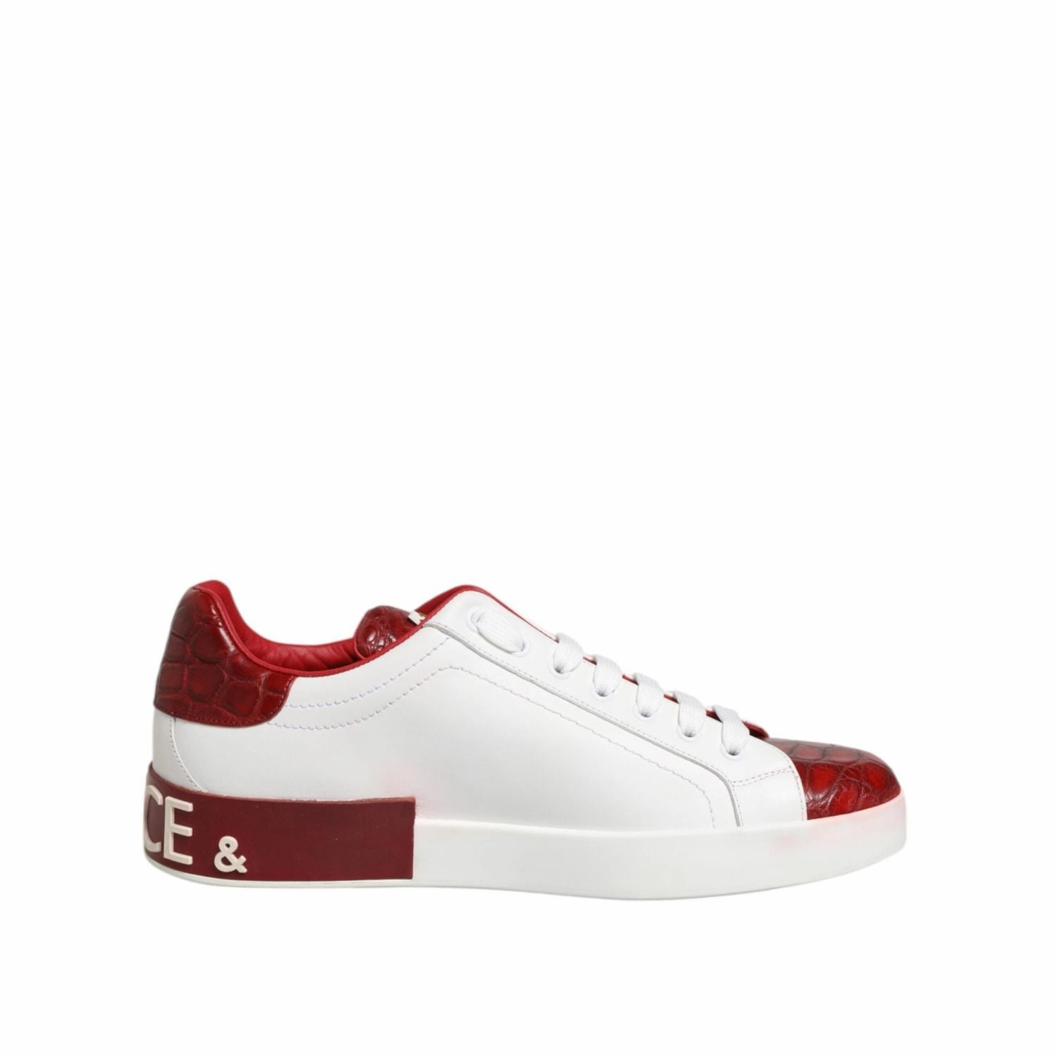 Sneakers That Go With Dresses Dolce & Gabbana White Red Leather Lace Up Sneakers Shoes