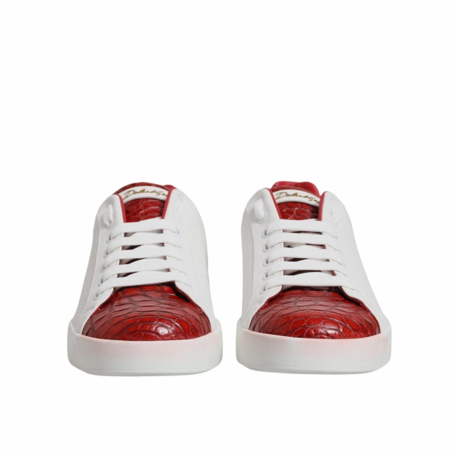 Dolce & Gabbana White Red Leather Portofino Men Sneaker Shoes Bapesta Sneakers