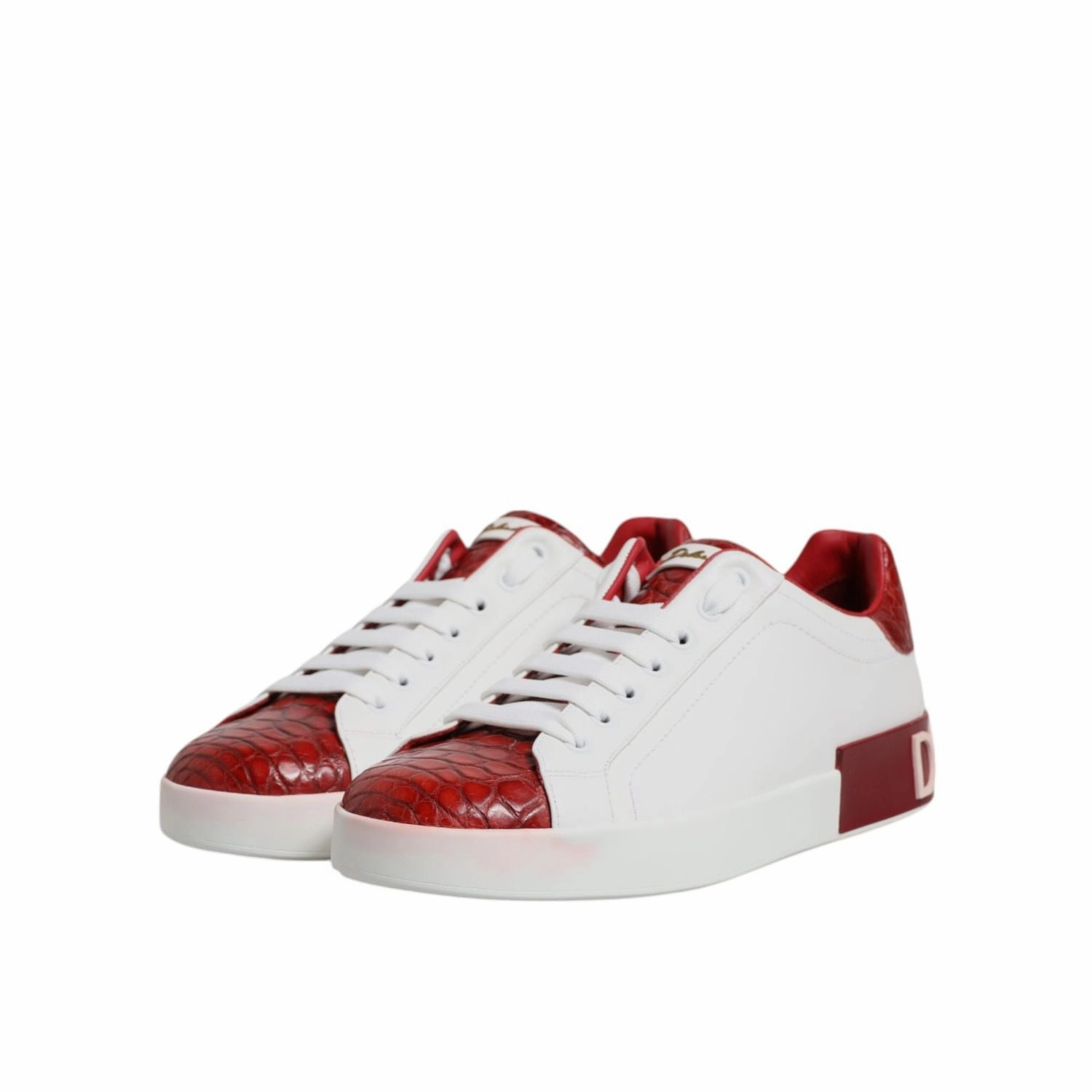 Dolce & Gabbana White Red Leather Portofino Men Sneaker Shoes Custom Sneakers Online