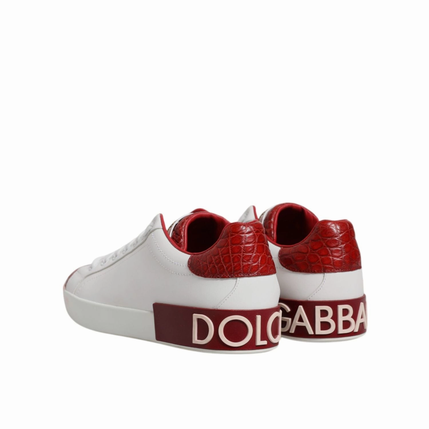 Retro Vintage Sneakers Dolce & Gabbana White Red Leather Portofino Men Sneaker Shoes