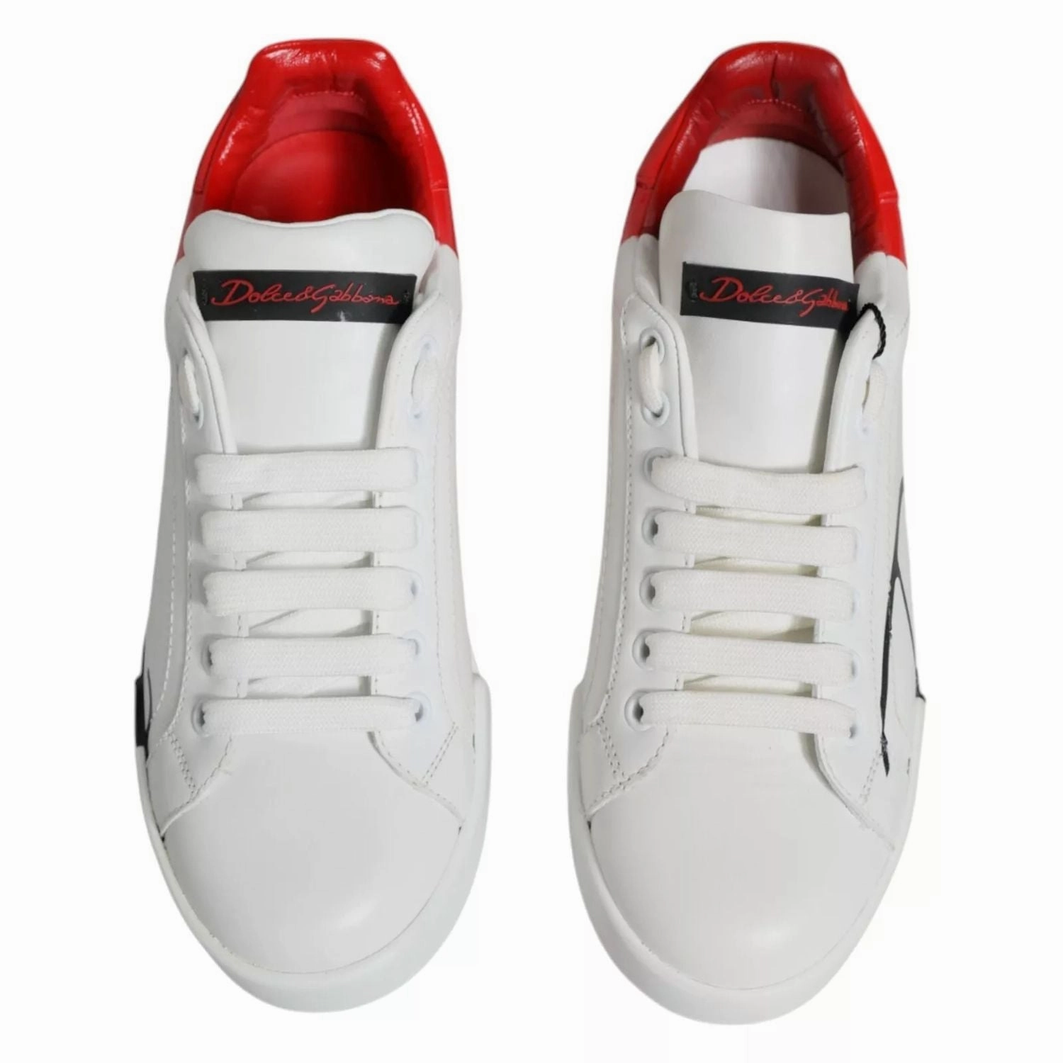 Dolce & Gabbana White Red Portofino Low Top Sneakers Shoes Trendy Sneakers