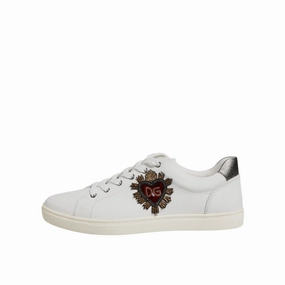 Dolce & Gabbana White Sacred Heart Men Low Top Sneakers Shoes Phoenix Sneakers