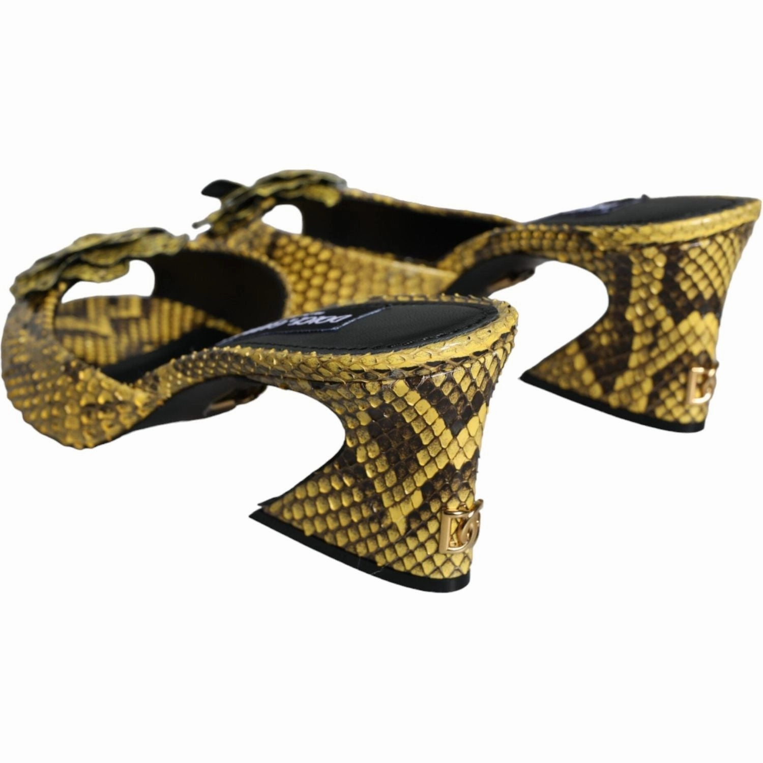 Sandals With Support For Walking Dolce & Gabbana Yellow Leather Block Heels Slides Shoes