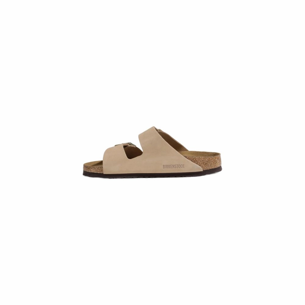 Birkenstock Beige Nubuc Leather Slippers Double Buckle Sandals
