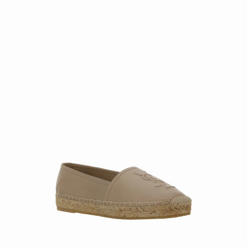 Saint Laurent Brown Lamb Ovis Aries Aries Espadrilles Leather Flat Pointed Shoes