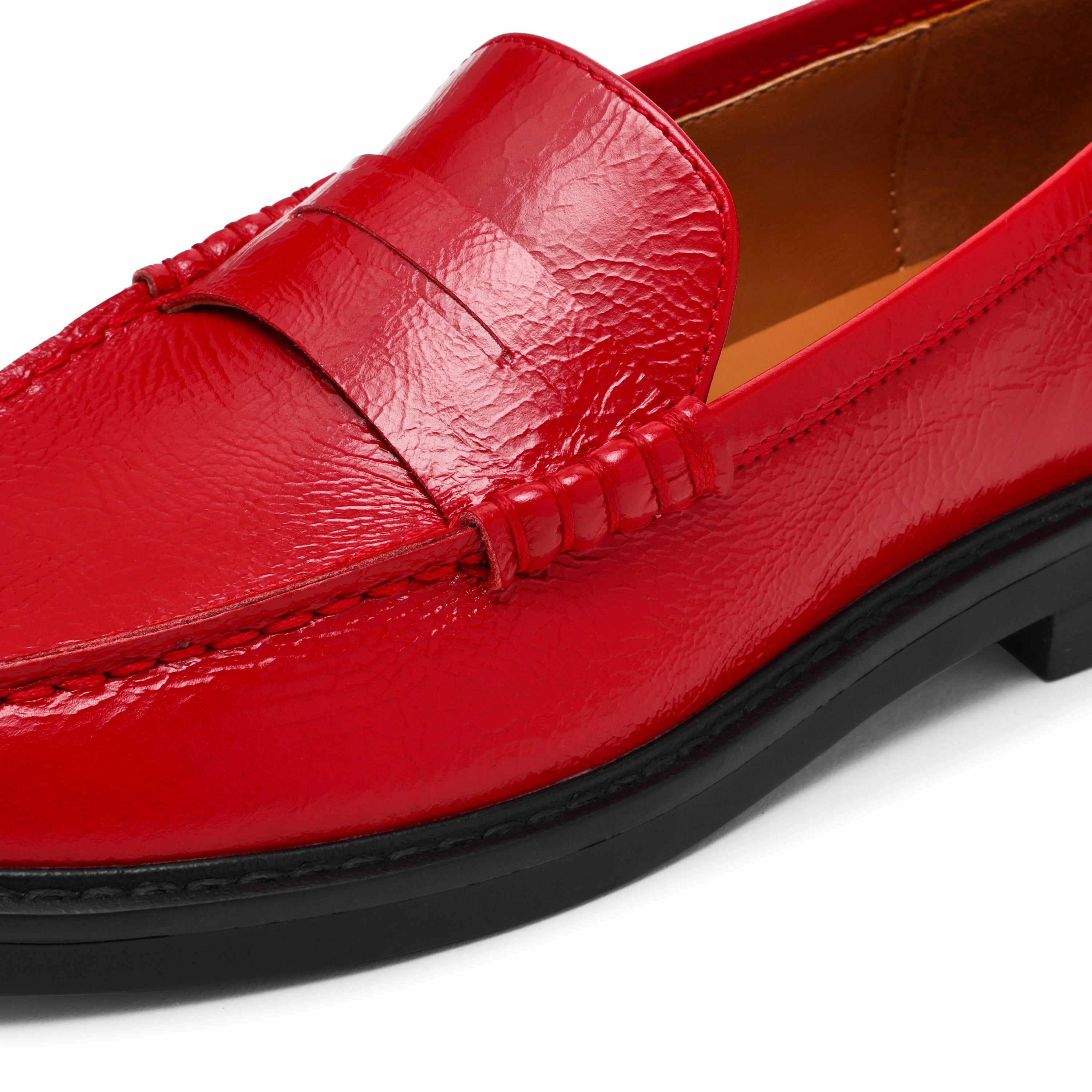 Round Toe Flats Shoes Adison Flat Shoe CHERRY LEATHER
