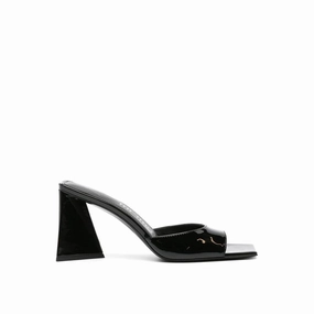 The Attico Black Calfskin Stiletto Heel Sandals Open Toe Low Heel Sandals
