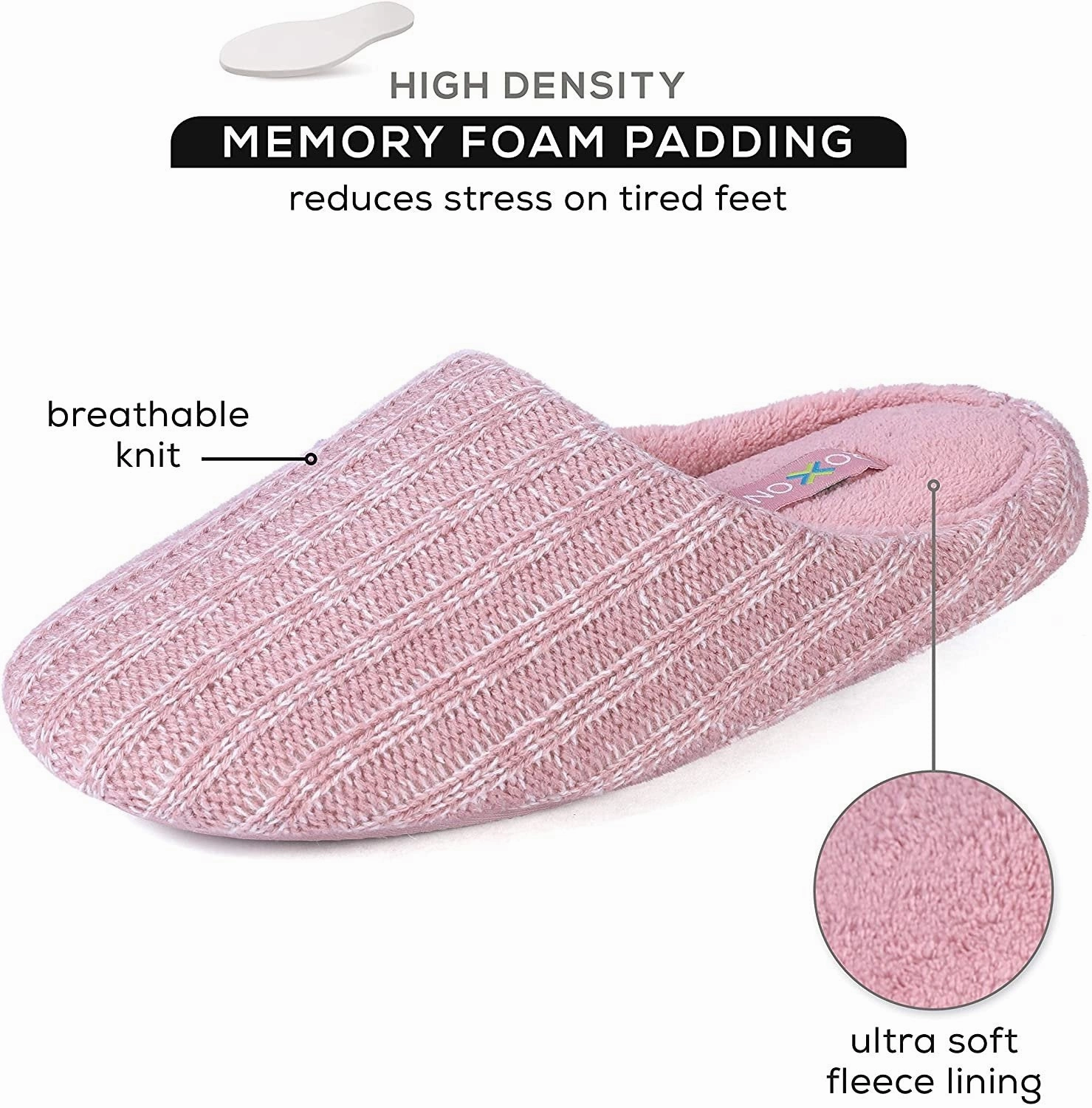 Muck Slippers Roxoni Womens Cozy Knit Memory Foam Slippers, Fleece Lined, Indoor Outdoor Rubber Sole