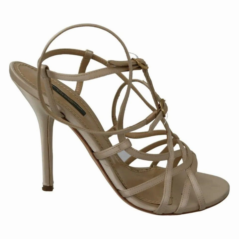 Dolce & Gabbana Gold Silk Ankle Strap Heels Sandals Shoes In Usa
