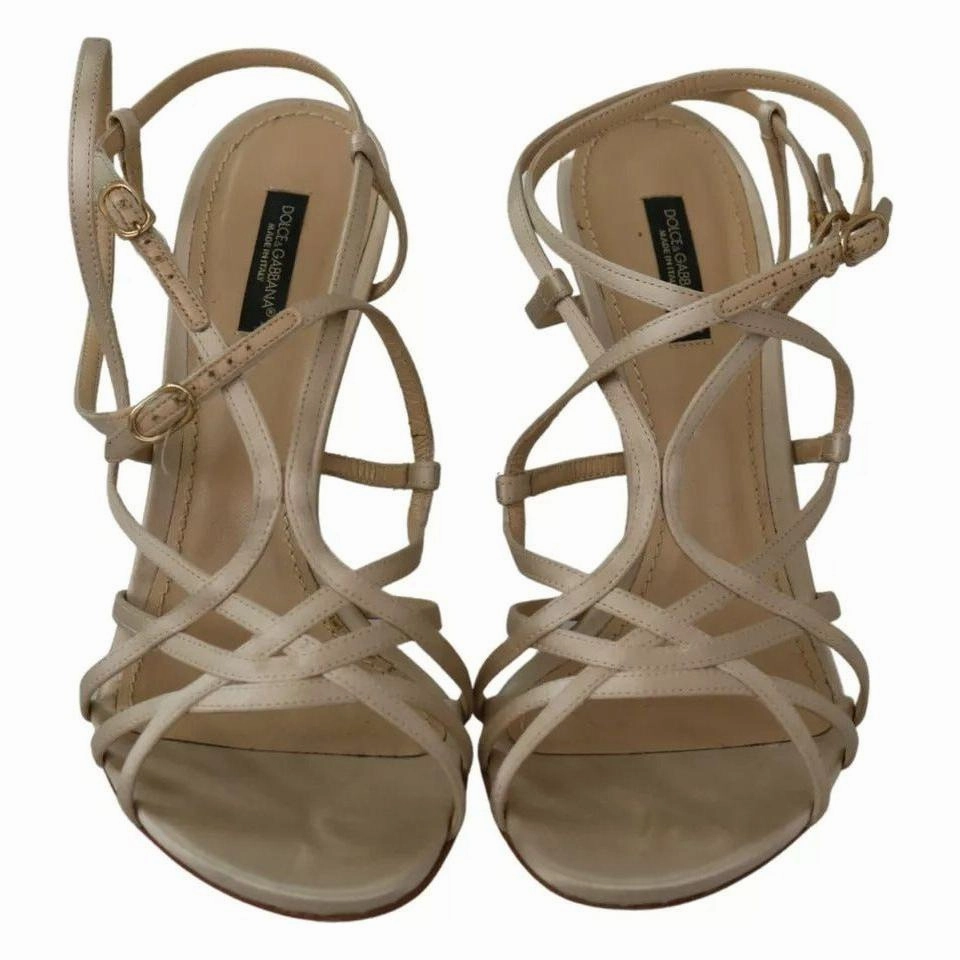 Sandals Getaway Packages Dolce & Gabbana Gold Silk Ankle Strap Heels Sandals Shoes