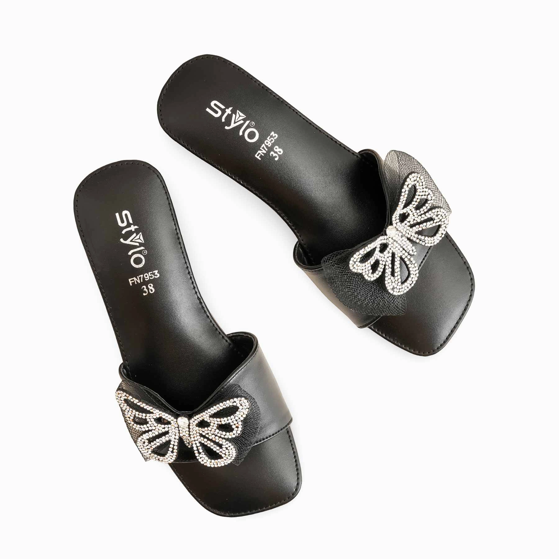 Black Fancy Women Slipper FN7953 Free Slippers Crochet Pattern