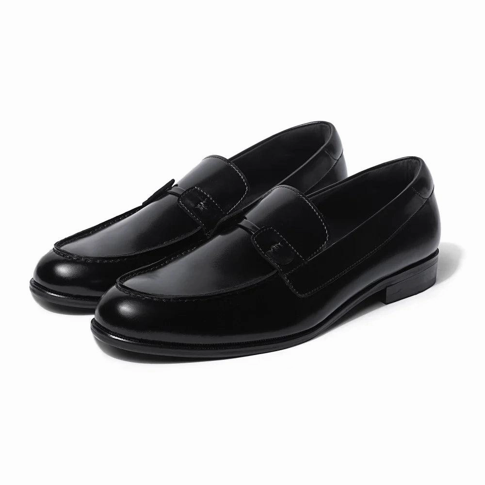 Baldwin - Black Slip On Gold Loafers