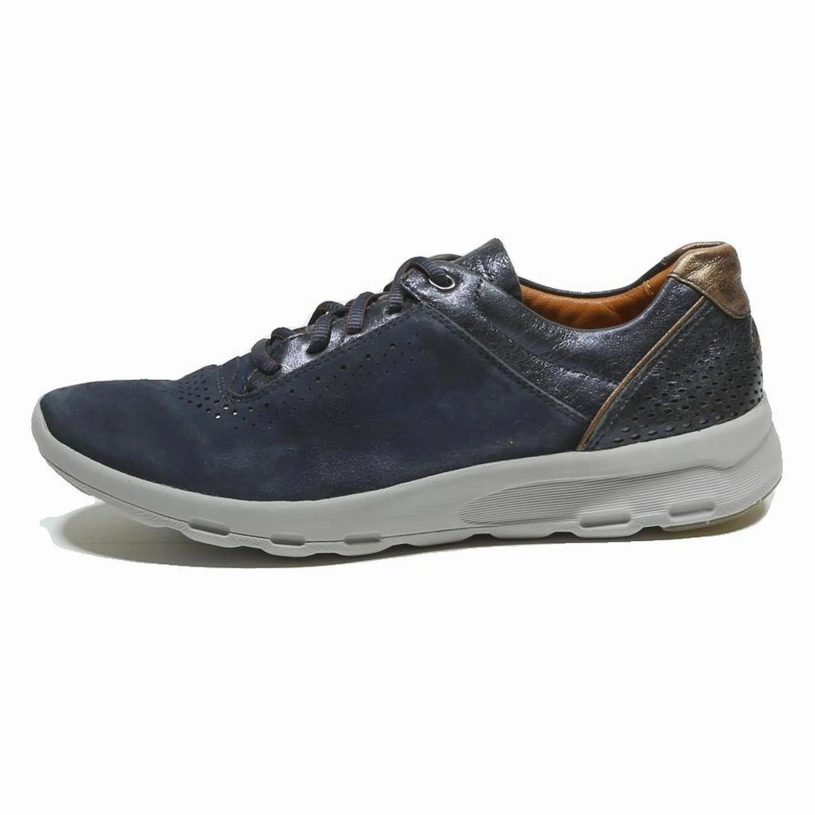ROCKPORT Womens Lace-Up Synthetic Navy Blue & Brown Trainers UK 5.5 Comfortable Casual Work Shoes With Jeans