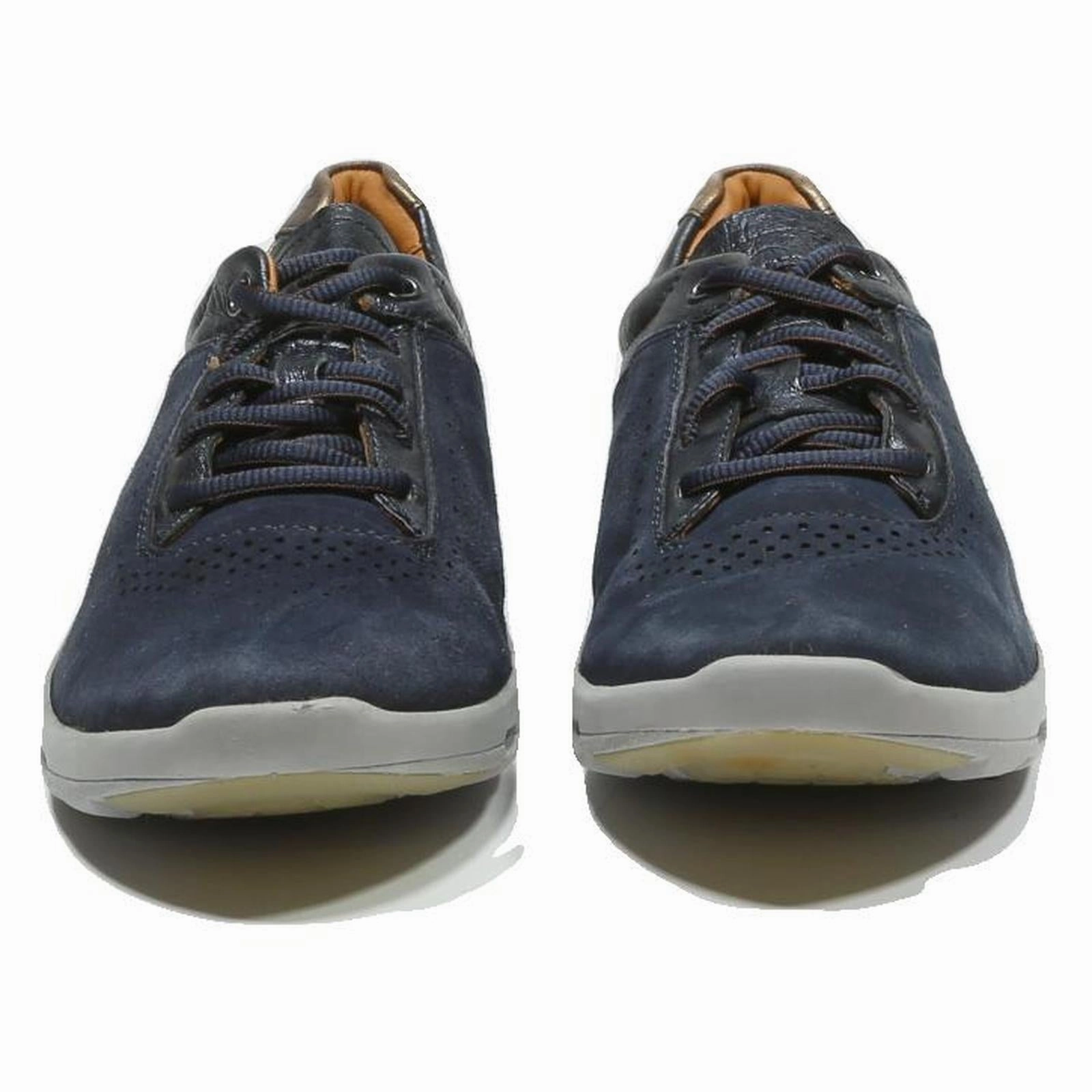 Jeremy Casual Shoes ROCKPORT Womens Lace-Up Synthetic Navy Blue & Brown Trainers UK 5.5 Comfortable