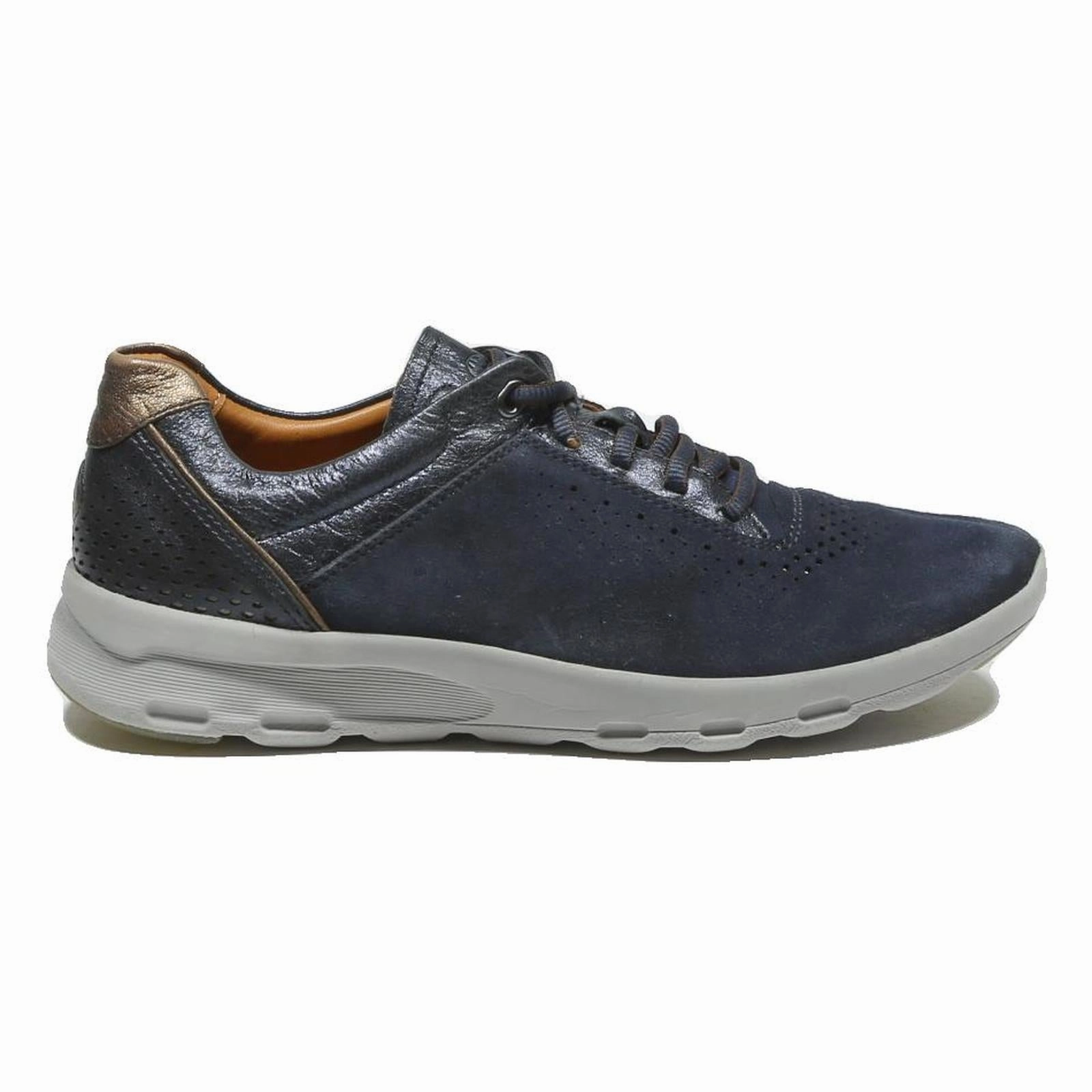 ROCKPORT Womens Lace-Up Synthetic Navy Blue & Brown Trainers UK 5.5 Comfortable Casual Altra Shoes