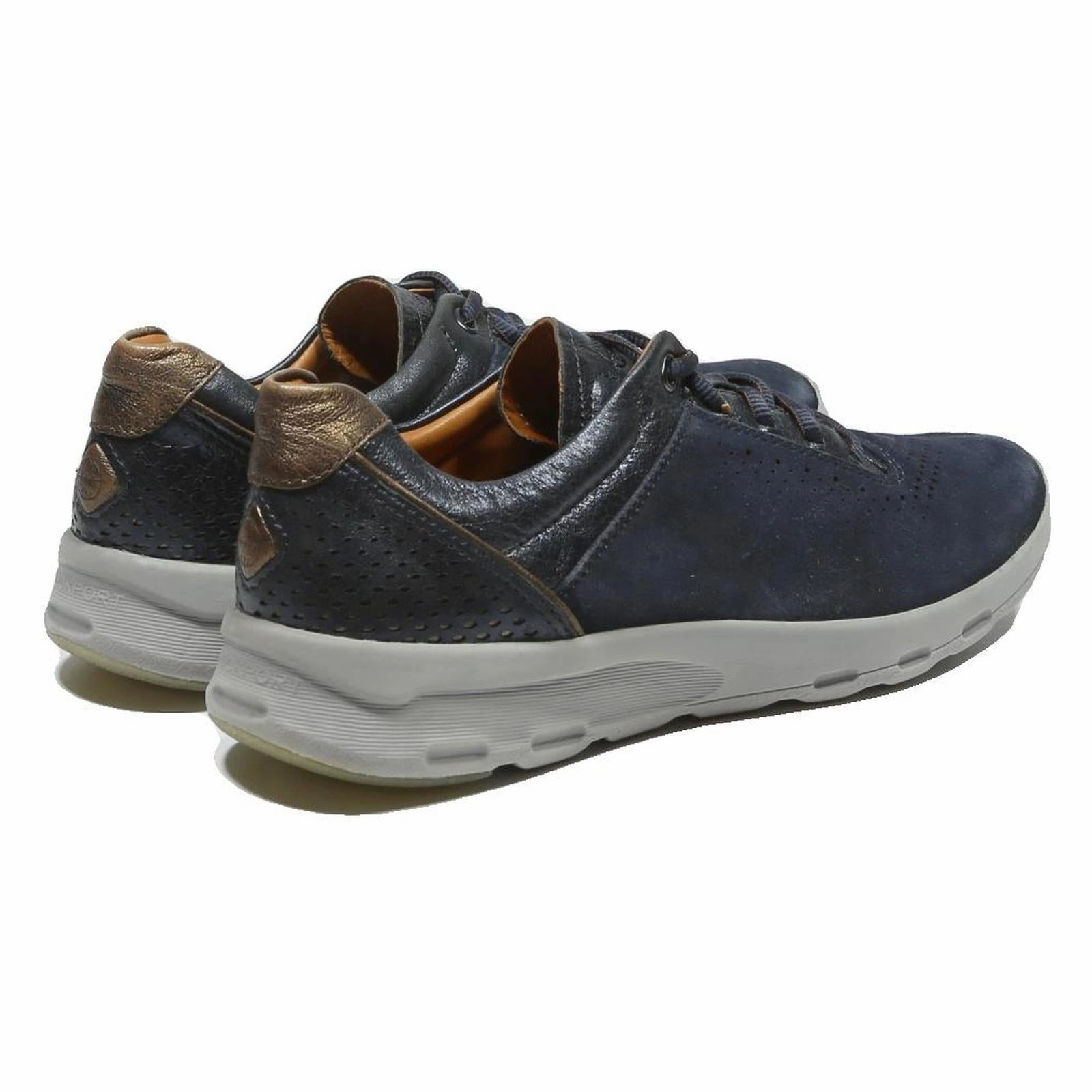 Vans Knu Skool Casual Shoes ROCKPORT Womens Lace-Up Synthetic Navy Blue & Brown Trainers UK 5.5 Comfortable