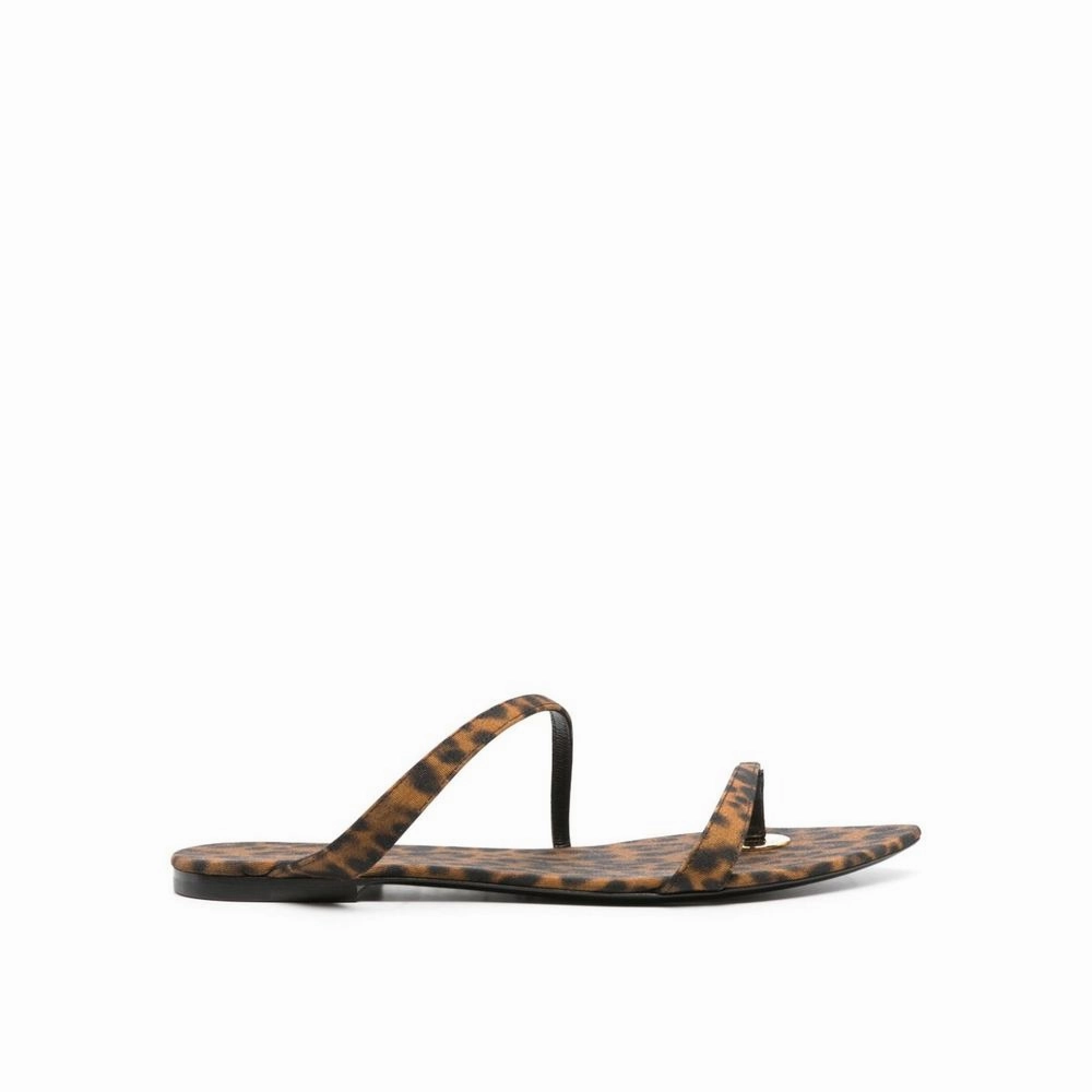 Saint Laurent Brown Fabric Strap-On Sandals Joybees Sandals