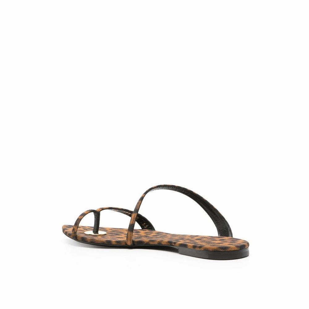 Plaka Sandals Saint Laurent Brown Fabric Strap-On Sandals