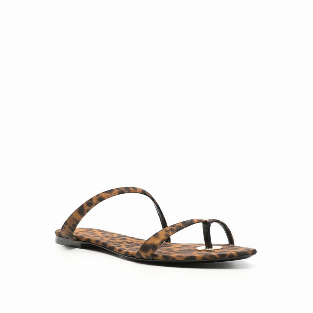 High Wedge Sandals Saint Laurent Brown Fabric Strap-On Sandals