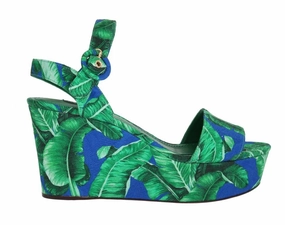 Green Banana Leaf Wedges Platform Sandals Sandals In Summer