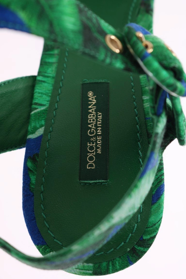 Plastic Sandals Green Banana Leaf Wedges Platform Sandals