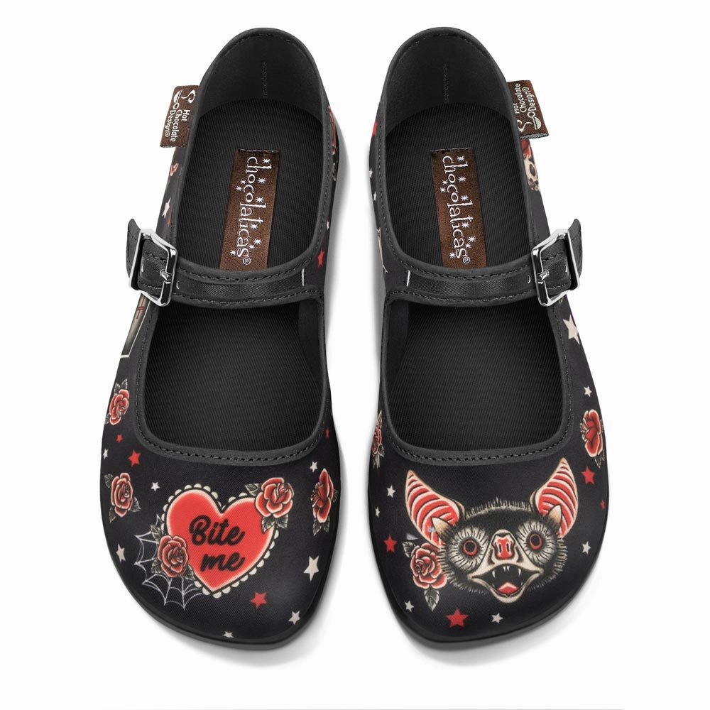 Blyth Flat Shoes Chocolaticas Dark Tattoo Women's Mary Jane Flat