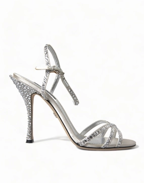 Silver Crystal Ankle Strap Sandals Shoes Bottom Wedge Sandals