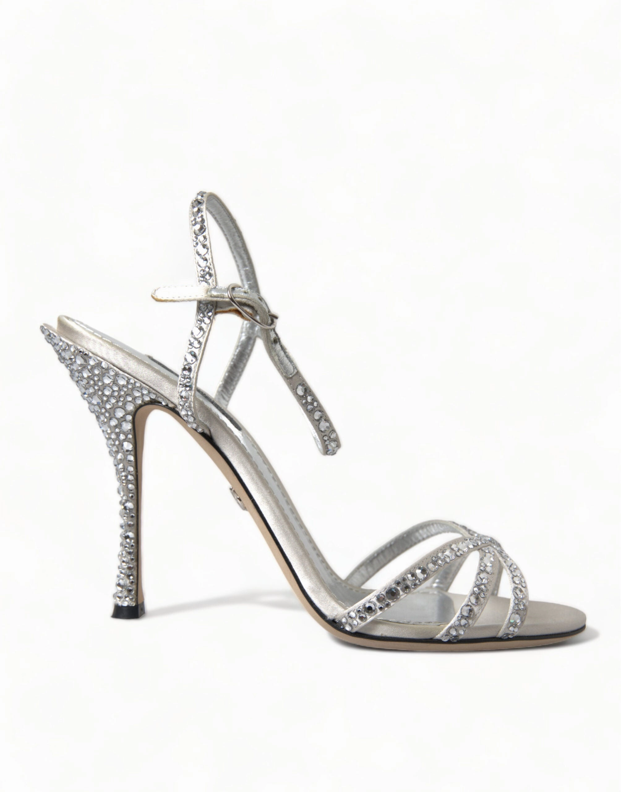 Silver Crystal Ankle Strap Sandals Shoes Wood Platform Sandals