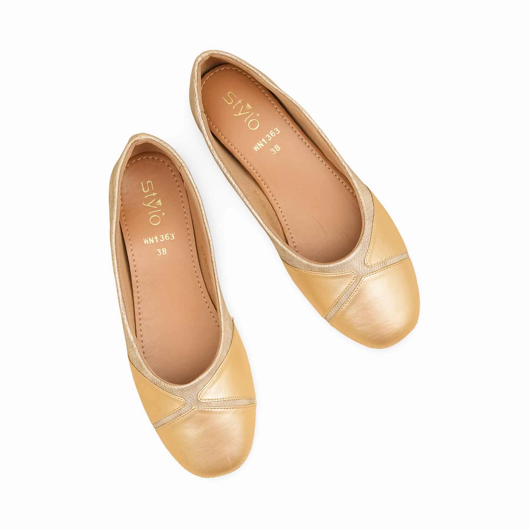 Corporate Flat Shoes Golden Pumps For Ladies WN1363