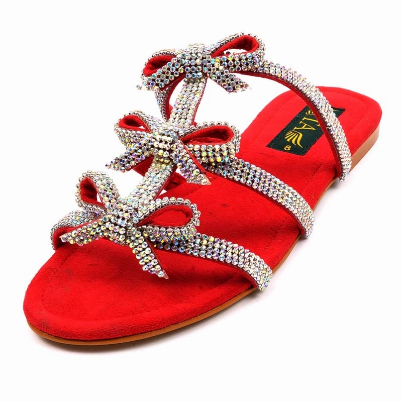 Comfy Casual Slip On Shoes Red Fancy Slipper