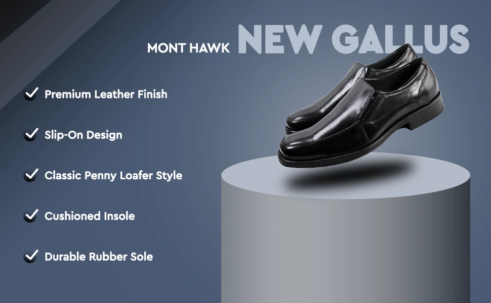 Mont Hawk Mens Leather Penny Loafers  Slip-On Dress Shoes Ysl Loafers