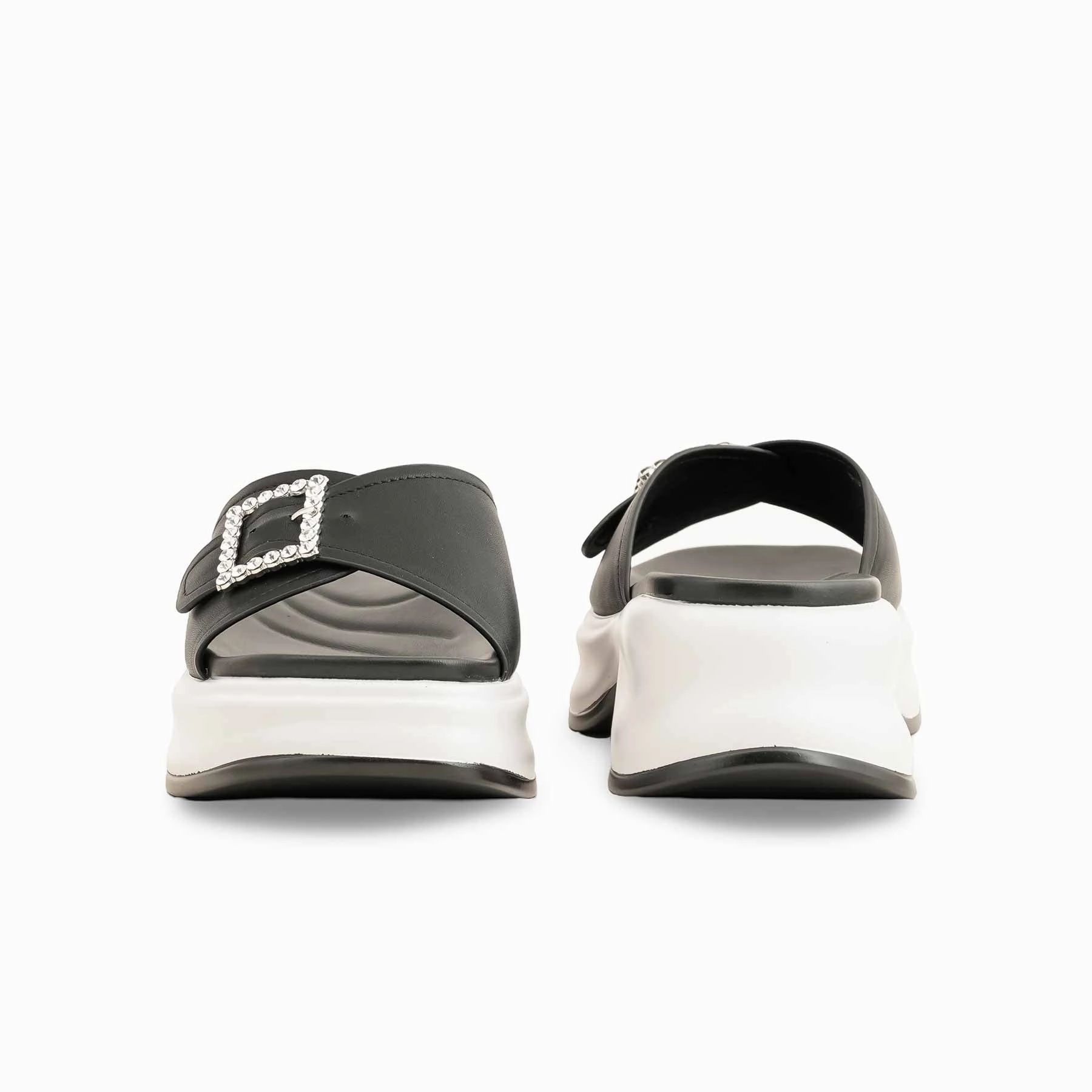 Black Formal Women Slipper PU0377 Arch Support Slide Sandals