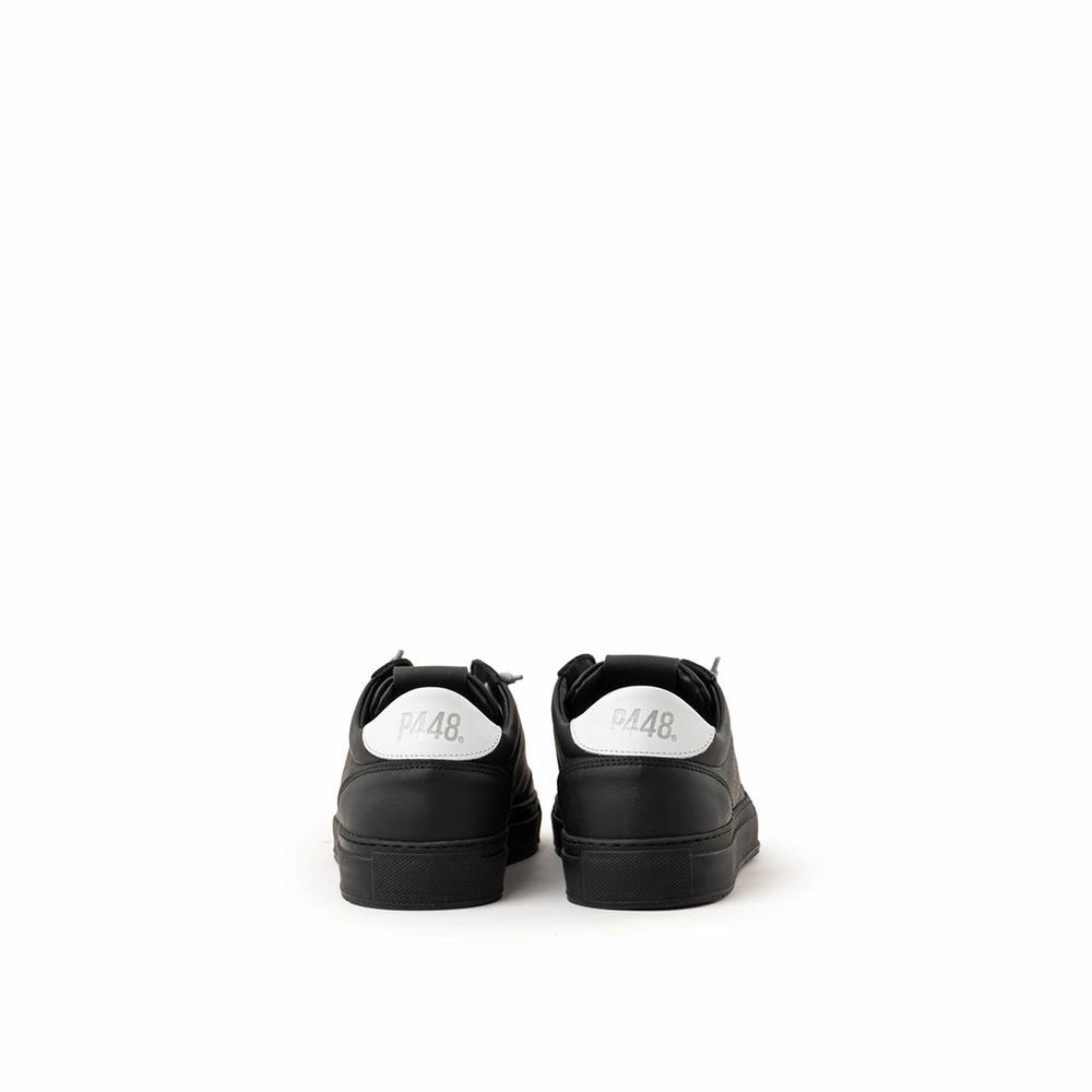 P448 Black Leather Athletic Sneakers Lifting Shoes Flat Sole