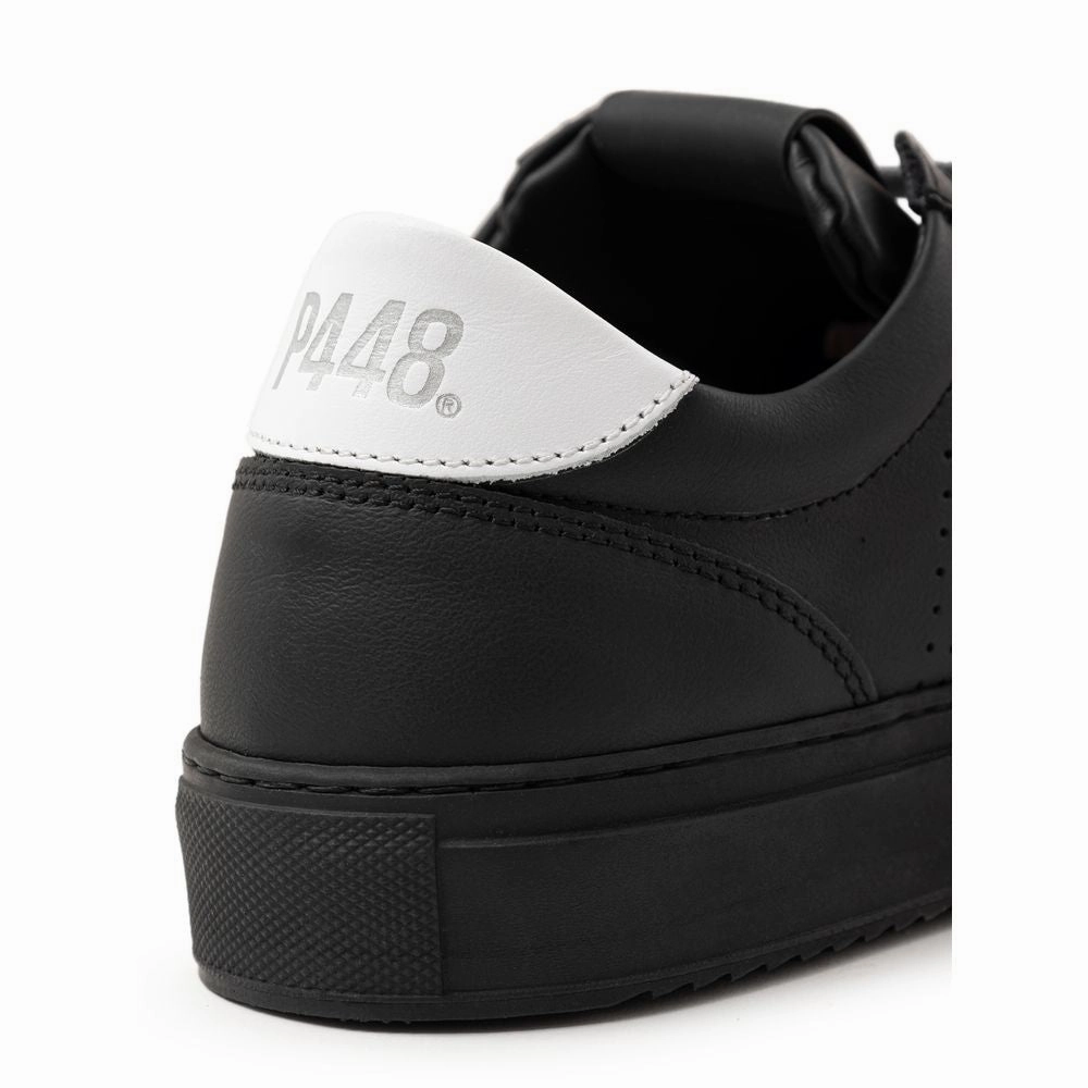 P448 Black Leather Athletic Sneakers Flat Deadlift Shoes
