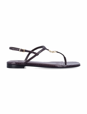 Flat Tip Shoes FENDI Elegant T-Bar Sandals with Flat Sole for Women