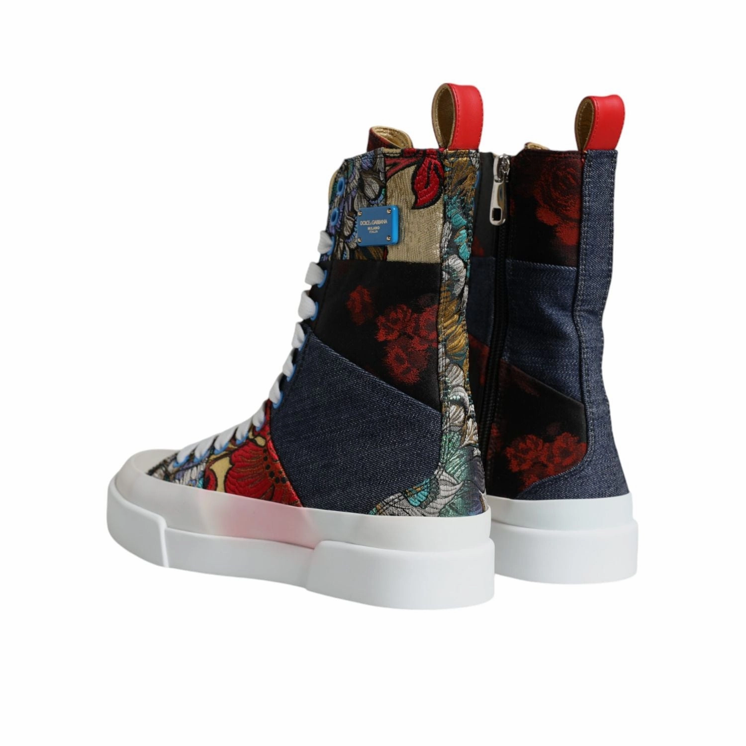 Dolce & Gabbana Multicolor Patchwork High Top Sneakers Shoes Vegetarian Sneakers