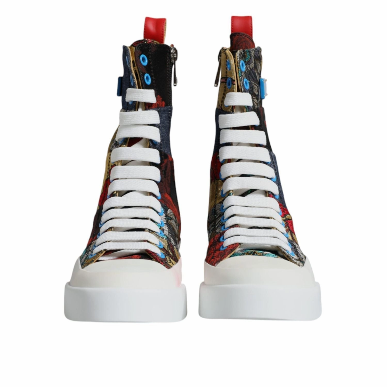 Dolce & Gabbana Multicolor Patchwork High Top Sneakers Shoes 13. NULL
