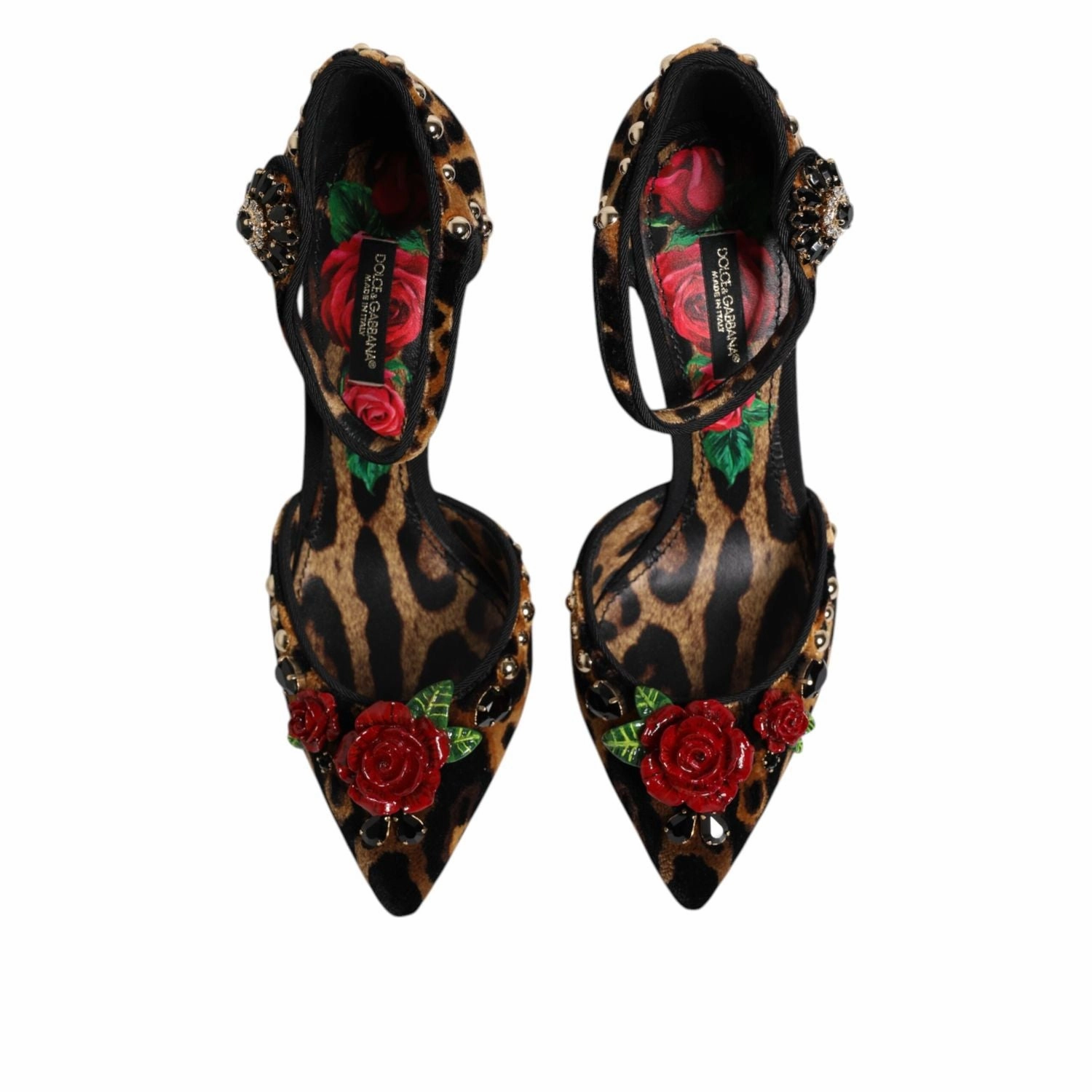 Sandals Saint Vincent Dolce & Gabbana Brown Leopard Crystal Roses Pumps Shoes