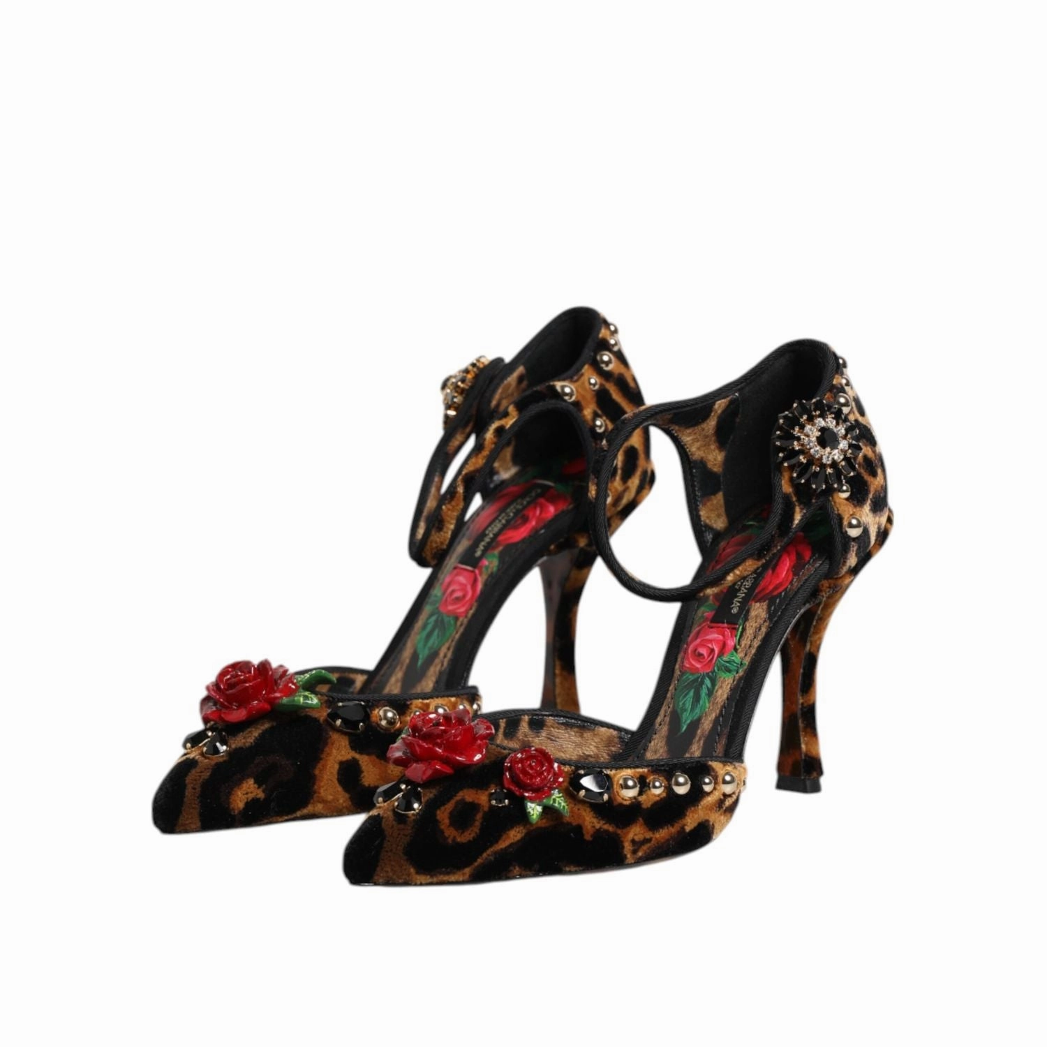 Sandals Caribbean Resort Dolce & Gabbana Brown Leopard Crystal Roses Pumps Shoes