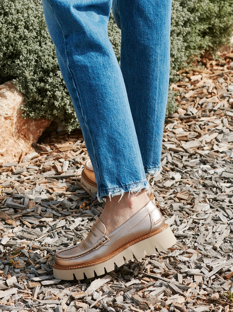 Sebas white gold Hush Puppies Suede Loafers