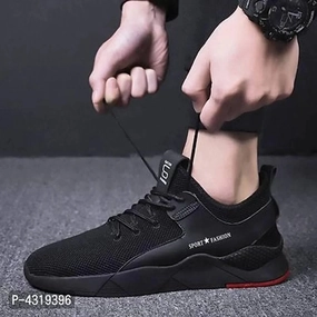 Elegant Black Mesh Solid Sneakers For Men Rag Bone Sneakers