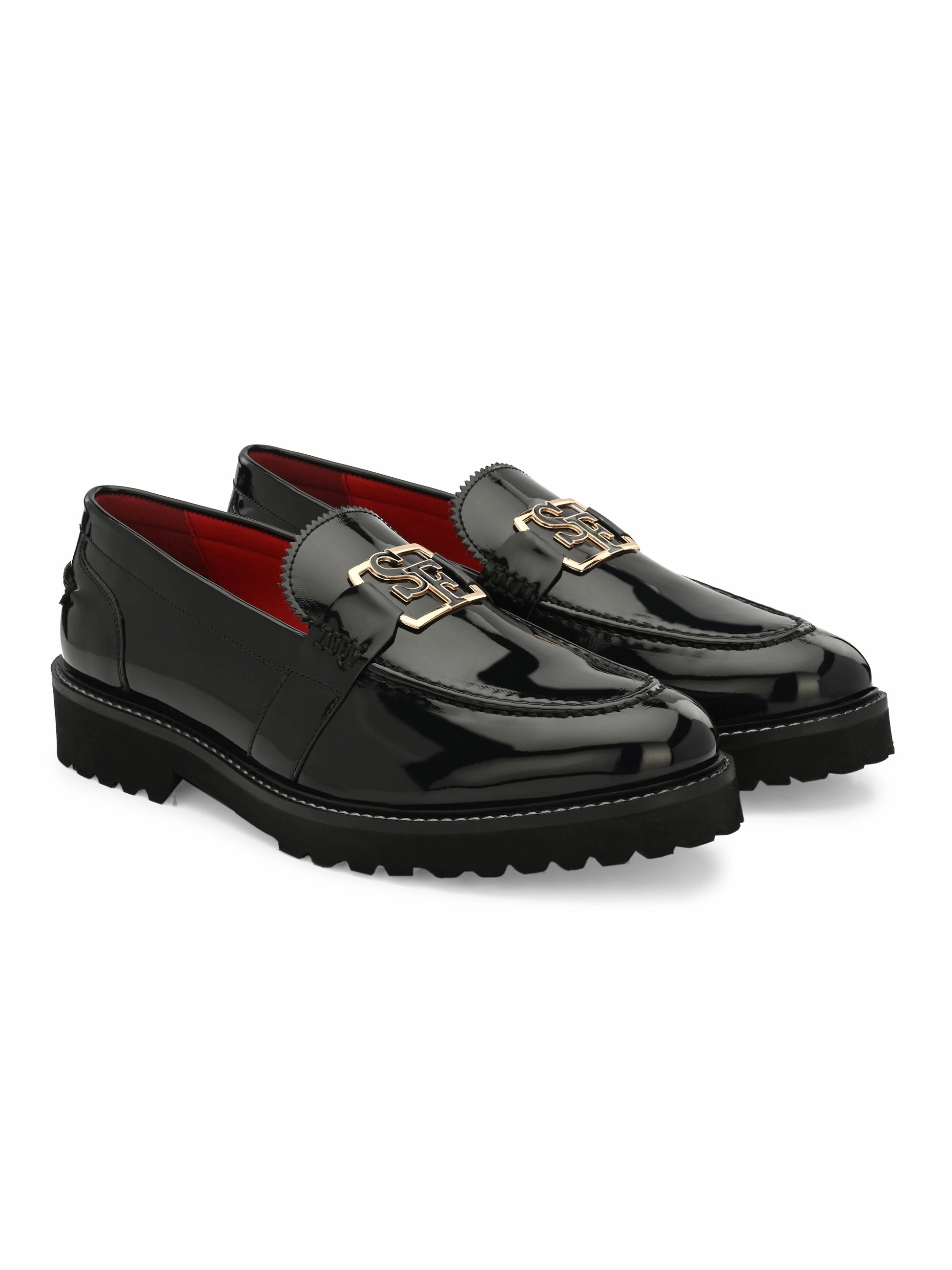 Flambe Black Chunky Loafers Women Coach Loafers