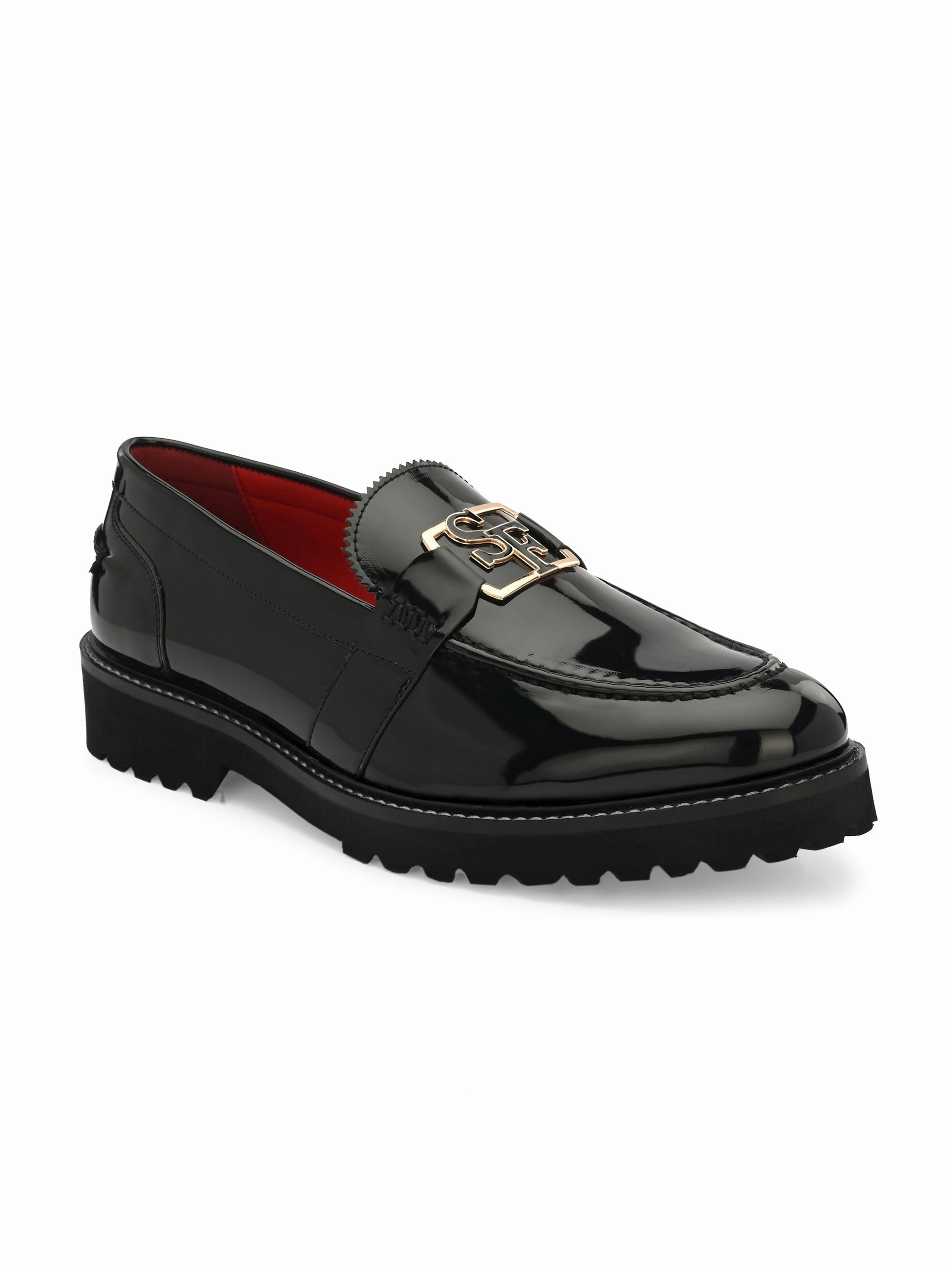 Silver Loafers Flambe Black Chunky Loafers